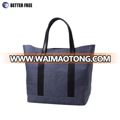 Black cotton canvas cotton carry tote bag with custom print logo for packing