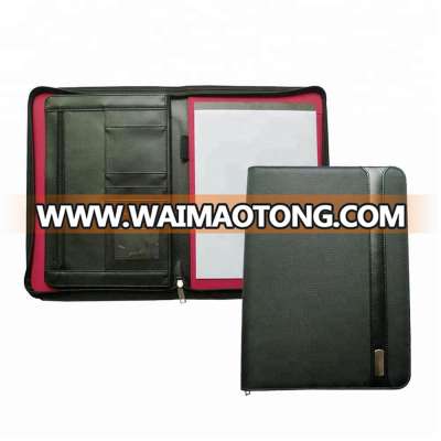 Custom expandable folders leather portfolio with zipper